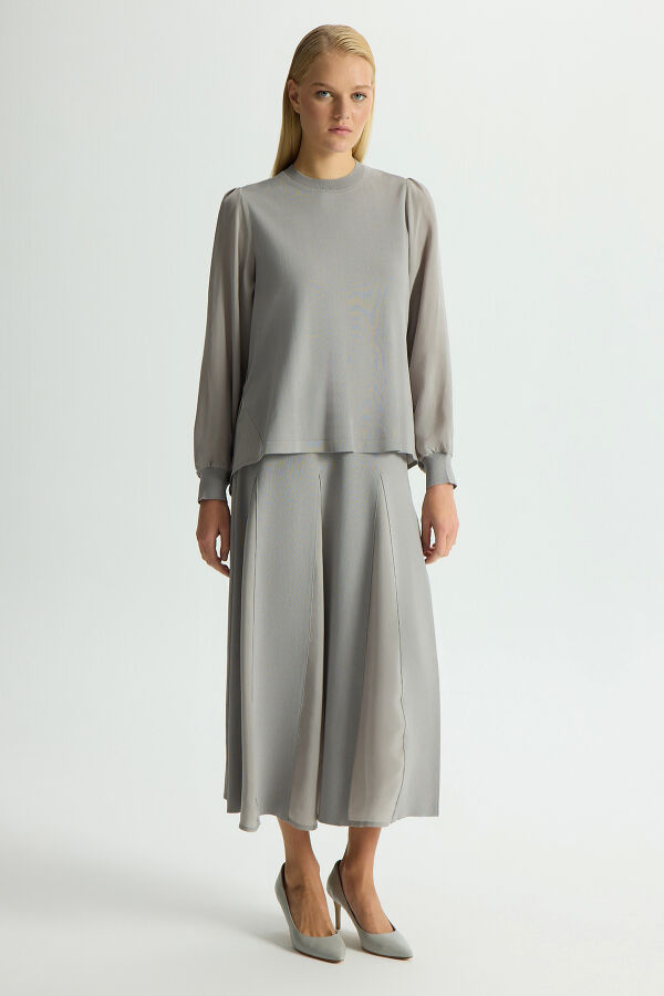 Cupro Detailed Knit Skirt - 1