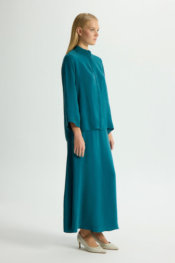 Nakış Detaylı Cupro Etek North Sea - 2