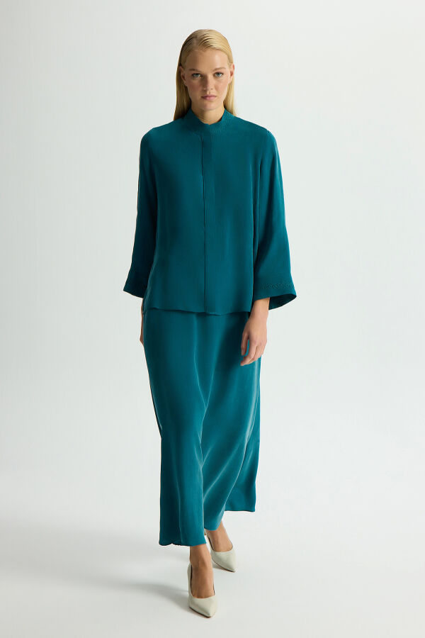 Nakış Detaylı Cupro Etek North Sea - 3