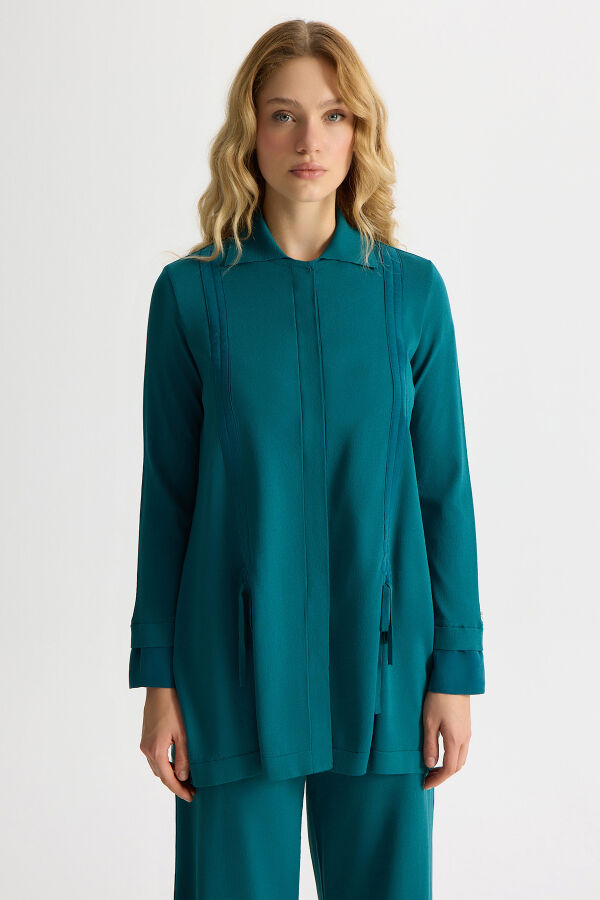 Gathered Detailed Knit Shirt - 1