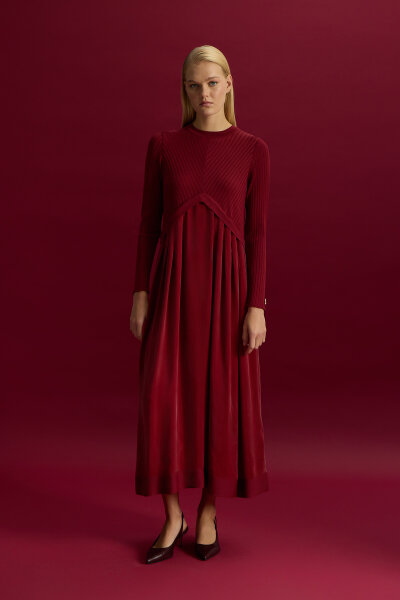 Triko Cupro Elbise Cherry 