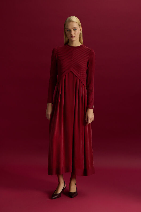 Triko Cupro Elbise Cherry - 1