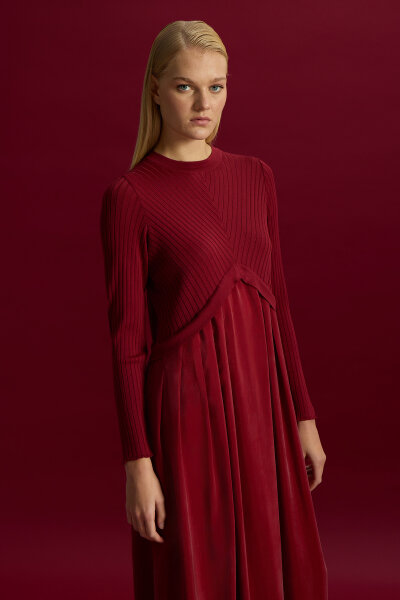 Triko Cupro Elbise Cherry - 2