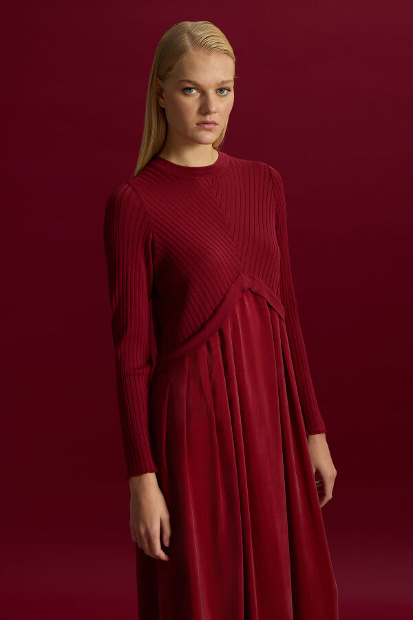 Triko Cupro Elbise Cherry - 2