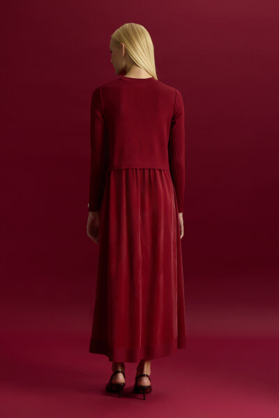 Triko Cupro Elbise Cherry - 3