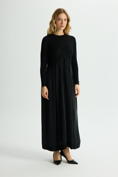 Triko Cupro Elbise Siyah - 2