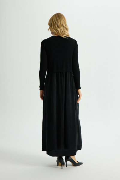 Triko Cupro Elbise Siyah - 3