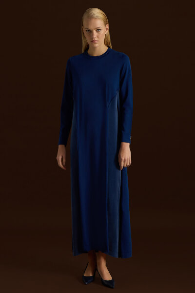 Kolları Cupro triko Elbise Dark Navy 