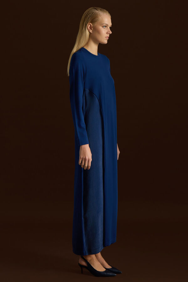 Kolları Cupro triko Elbise Dark Navy - 2