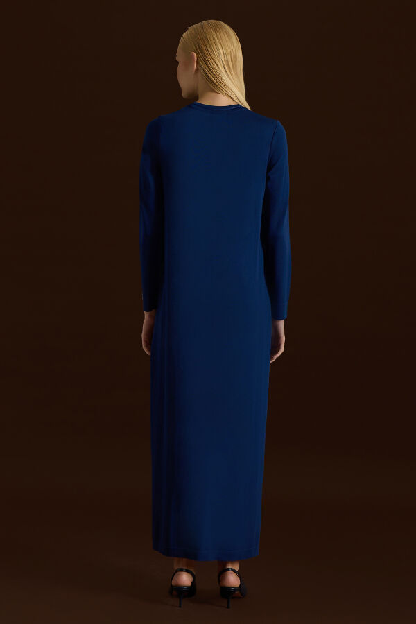 Kolları Cupro triko Elbise Dark Navy - 4