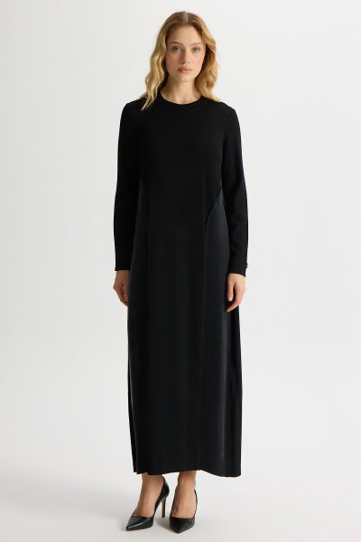 Knit Dress with Cupro Detail on the Front - 1