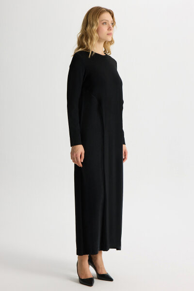 Knit Dress with Cupro Detail on the Front - 2