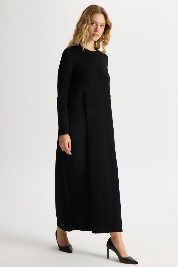 Knit Dress with Cupro Detail on the Front - 3