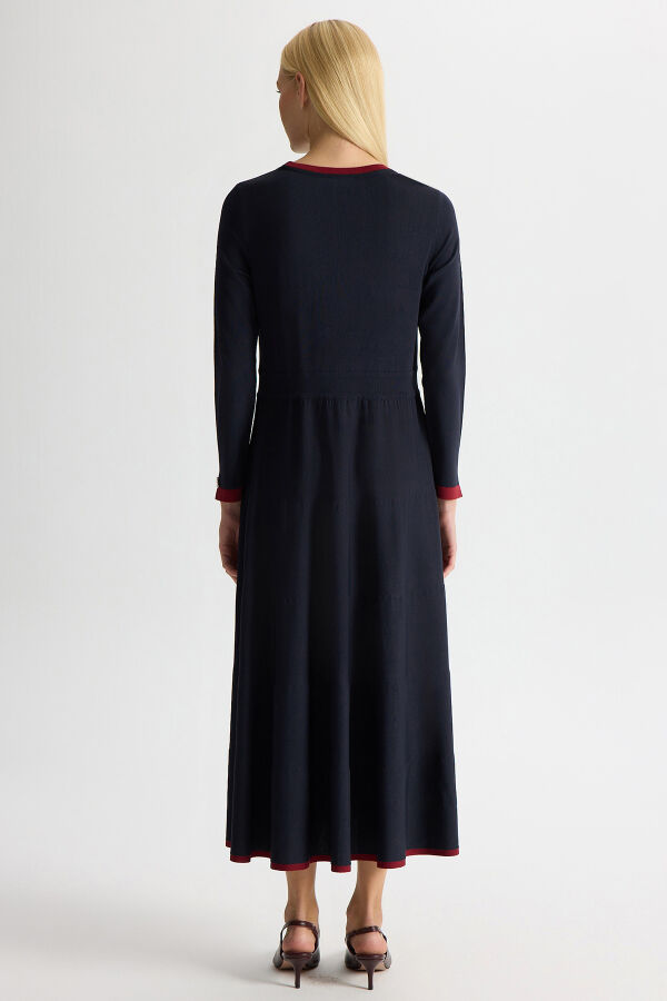 Biyesi Renkli Triko Elbise Dark Navy - 3
