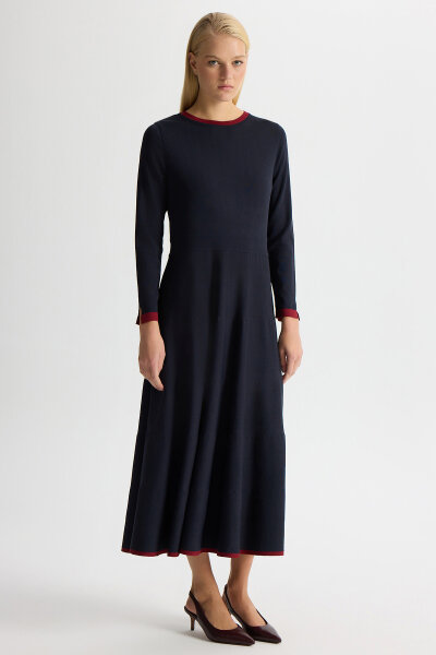 Biyesi Renkli Triko Elbise Dark Navy - 4