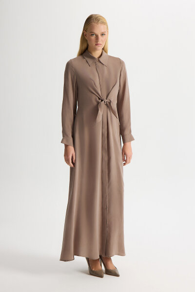 Cupro Dress with Front Tie Detail 
