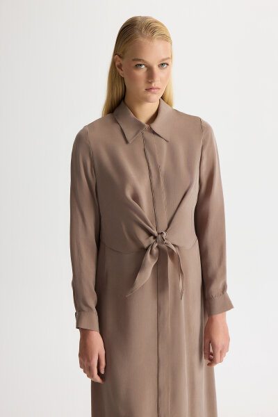 Cupro Dress with Front Tie Detail - 5
