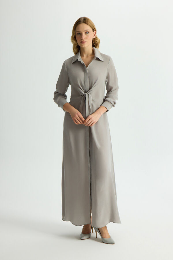 Cupro Dress with Front Tie Detail - 2
