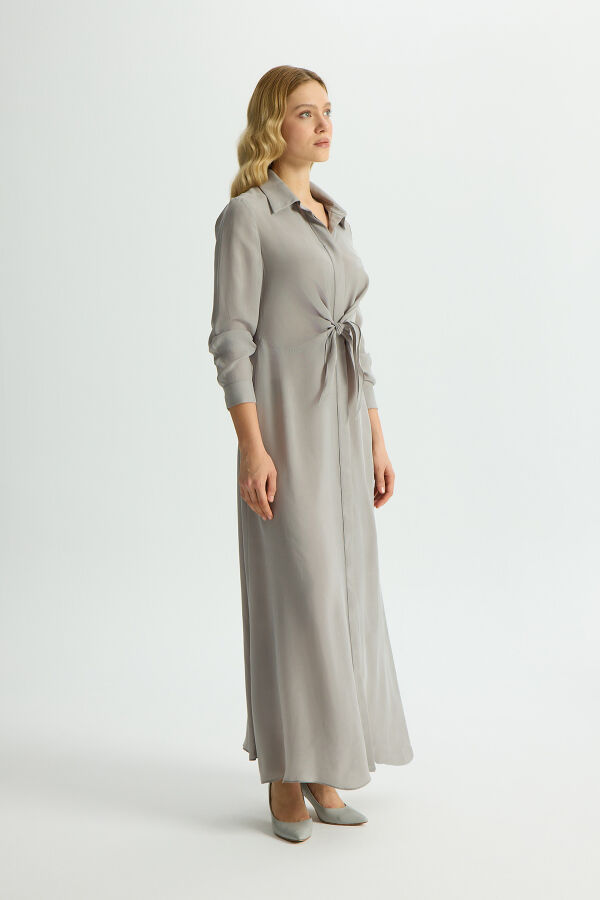 Cupro Dress with Front Tie Detail - 3