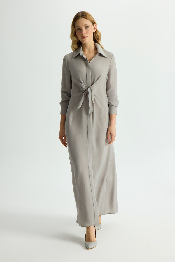 Cupro Dress with Front Tie Detail - 1