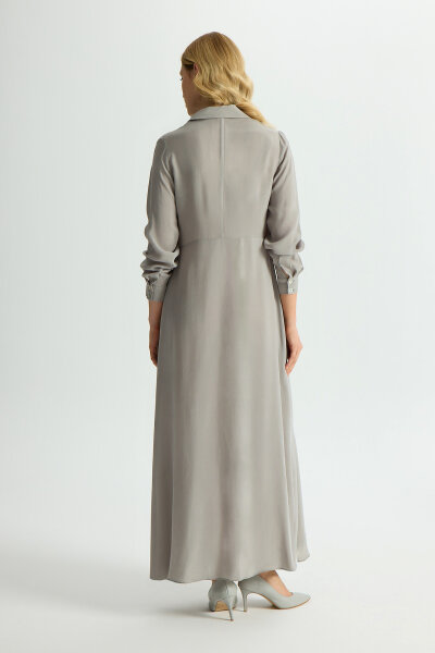 Cupro Dress with Front Tie Detail - 4