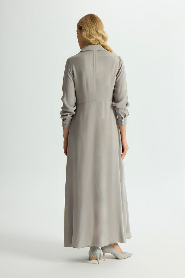 Cupro Dress with Front Tie Detail - 4