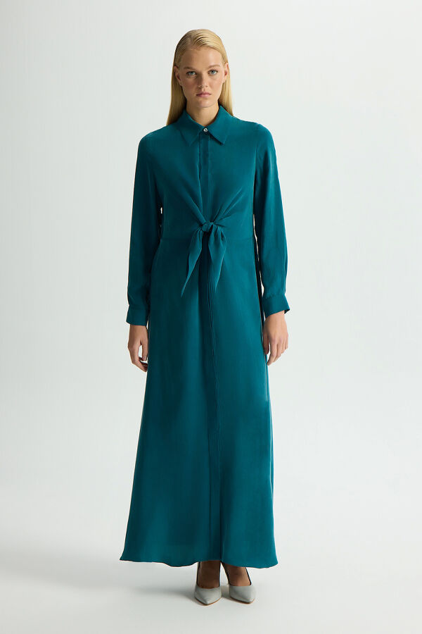 Cupro Dress with Front Tie Detail - 1