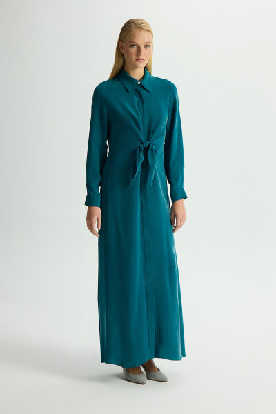 Cupro Dress with Front Tie Detail - 2