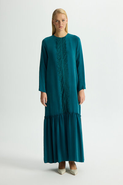 Cupro Dress with Lace Front - 1