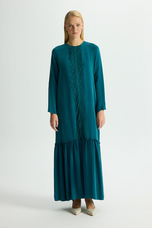 Cupro Dress with Lace Front - 1