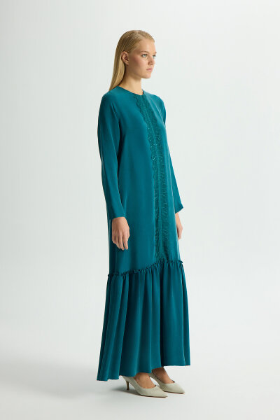 Cupro Dress with Lace Front - 2