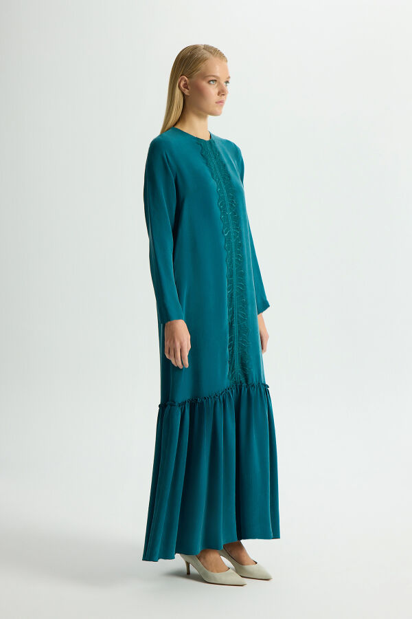 Cupro Dress with Lace Front - 2