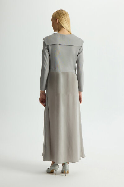 Zipper Detailed High Collar Cupro Dress - 4