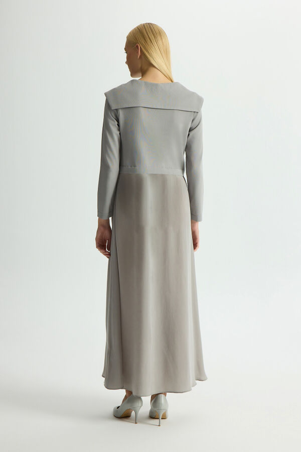 Zipper Detailed High Collar Cupro Dress - 4