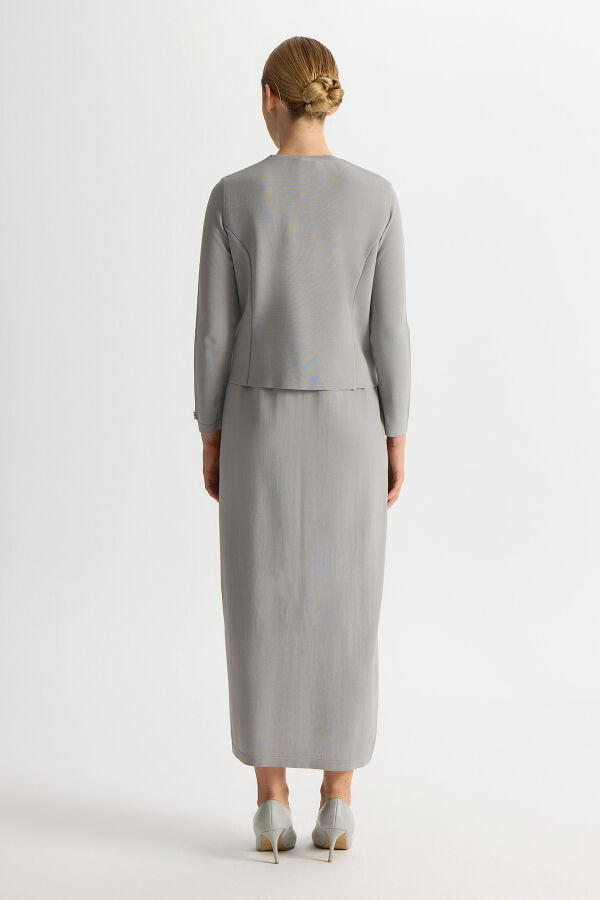 Düz Renk Rahat Kalıp Elbise Gri - 2