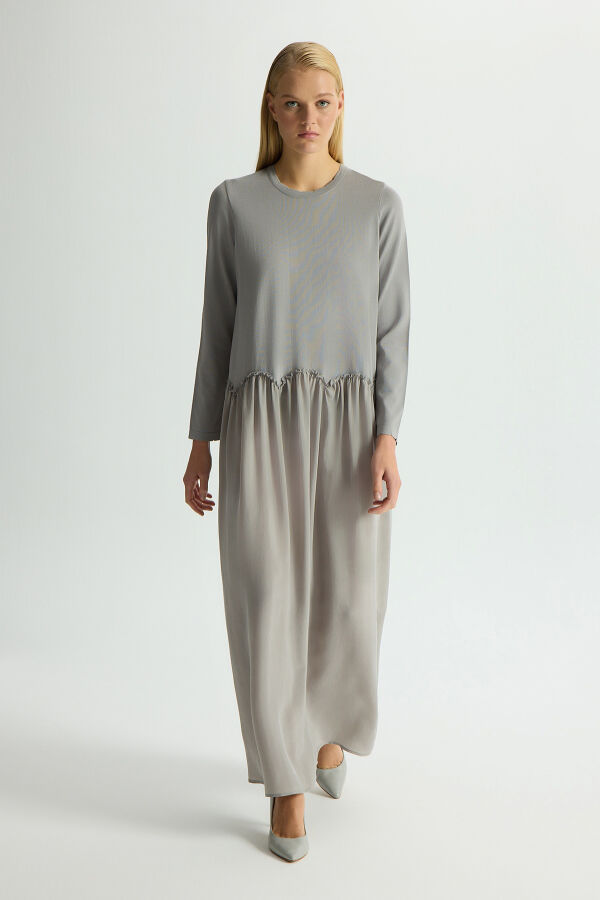 Knitted Cupro Dress with Gathered Detai - 1