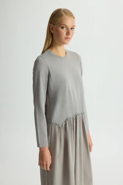 Knitted Cupro Dress with Gathered Detai - 3