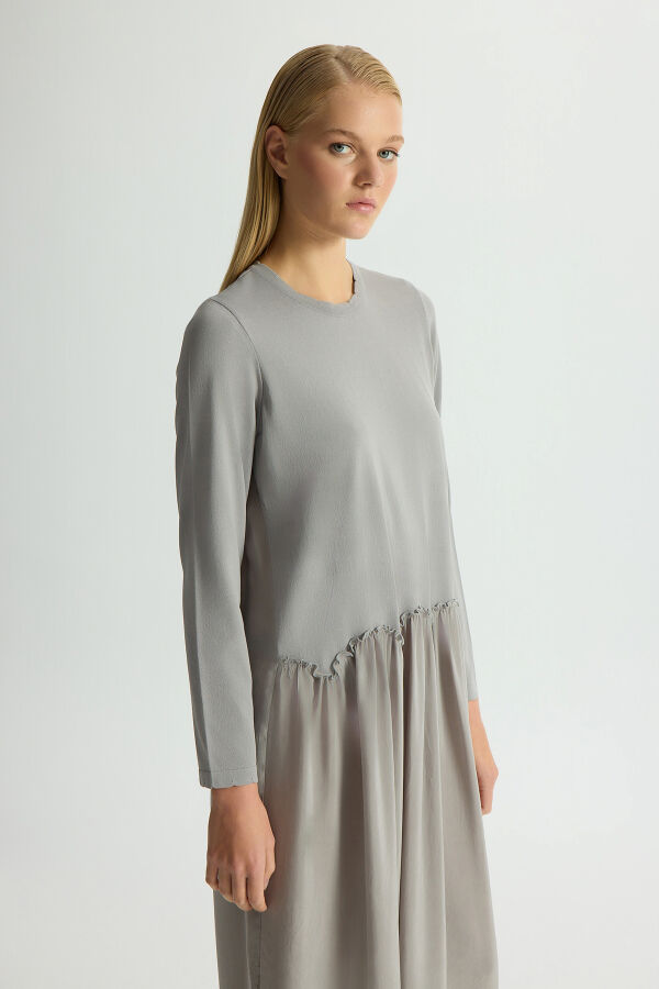 Knitted Cupro Dress with Gathered Detai - 3