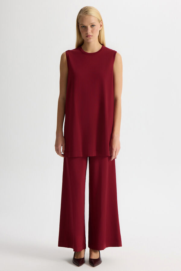 Basic Kolsuz Triko Tunik Cherry - 1