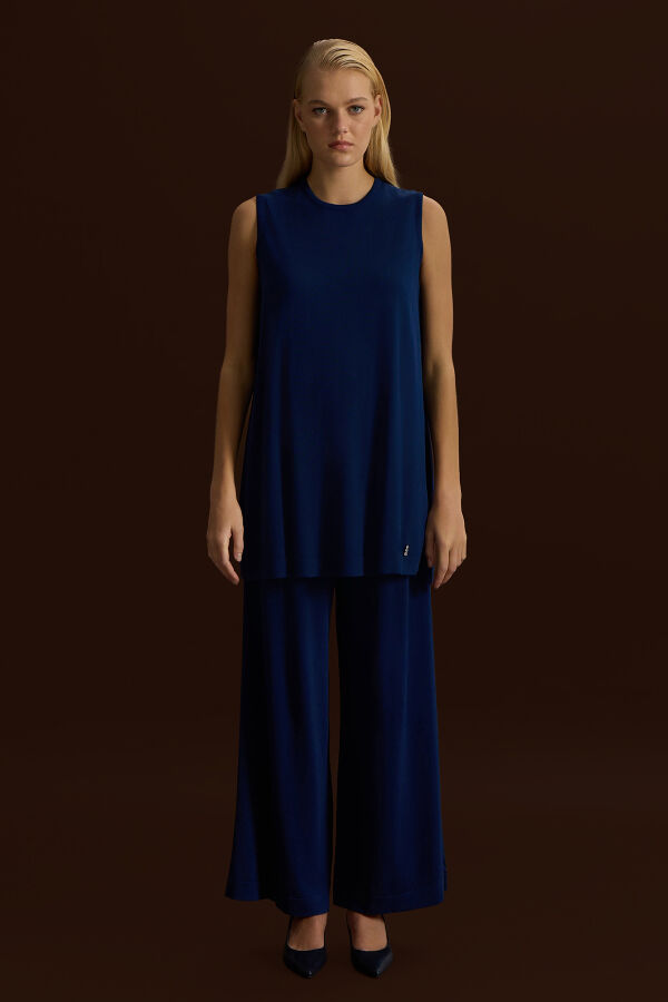 Basic Kolsuz Triko Tunik Dark Navy - 1