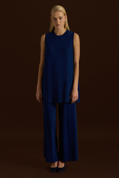 Basic Kolsuz Triko Tunik Dark Navy - 2