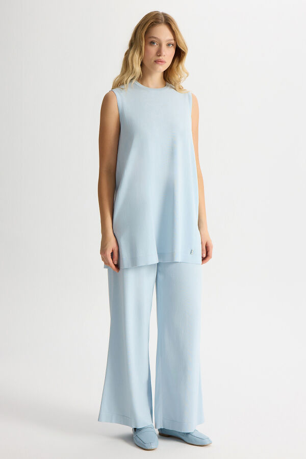 Basic Kolsuz Triko Tunik Mavi - 2