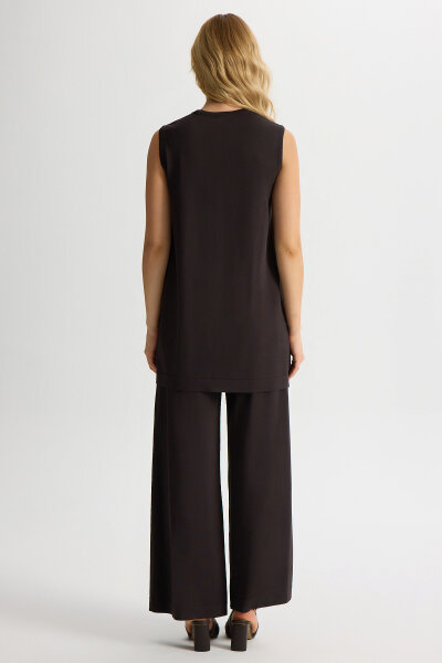 Basic Kolsuz Triko Tunik Kahverengi - 3