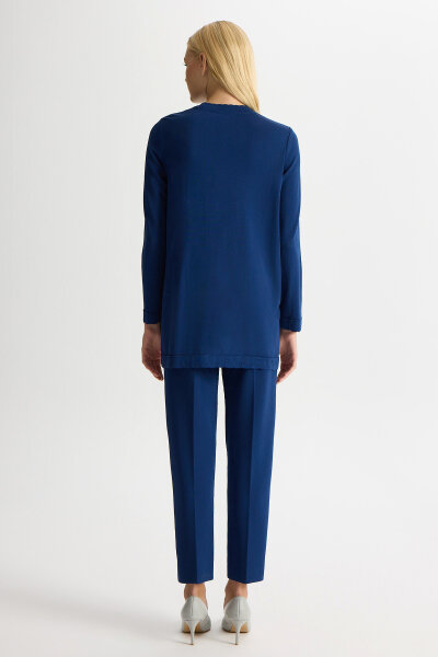 Basic Uzun Kollu Triko Tunik Dark Navy - 3