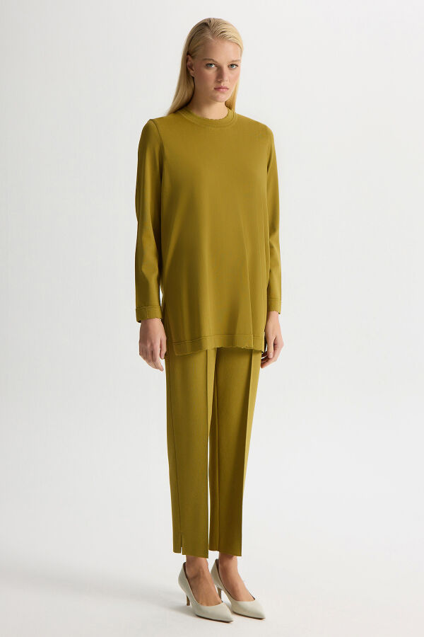 Basic Uzun Kollu Triko Tunik Amber - 1