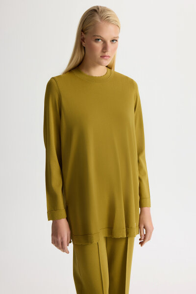 Basic Uzun Kollu Triko Tunik Amber - MISS DALIDA (1)