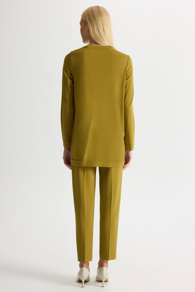 Basic Uzun Kollu Triko Tunik Amber - 3