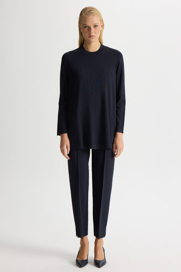 Basic Long Sleeve Knit Tunic - 1