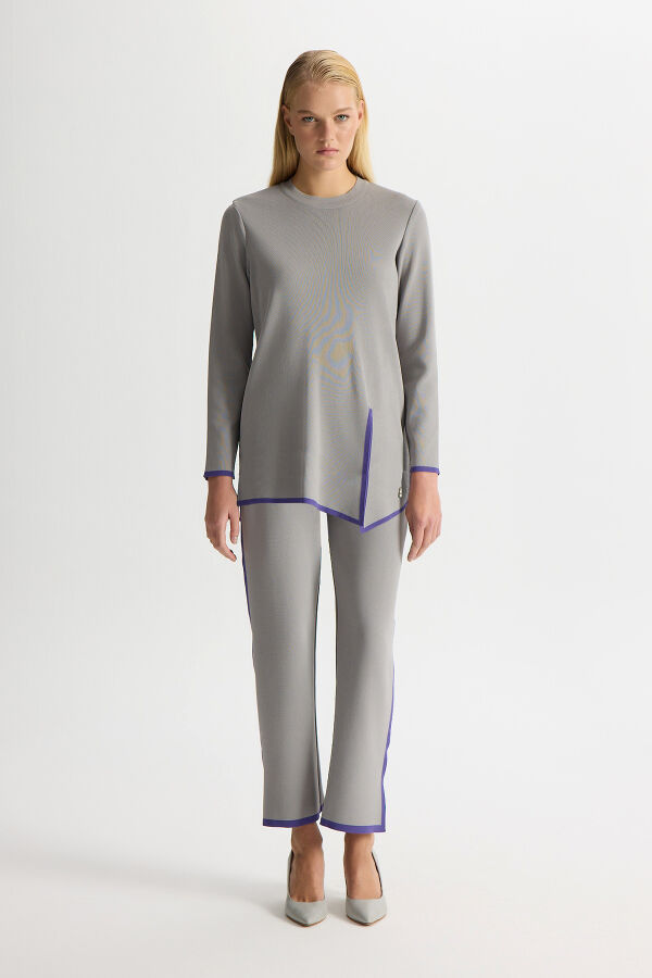 Knit Tunic with Front Slit and Tiktok Detail - 1