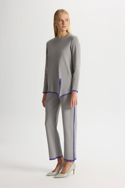 Knit Tunic with Front Slit and Tiktok Detail - 3